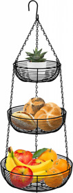5823832738 Caxxa 3-tier Hanging Basket Fruit Organizer Kitchen Heavy Duty Wire Black 5823832738 Caxxa 3-tier Hanging Basket Fruit Organizer Kitchen Heavy Duty Wire Black