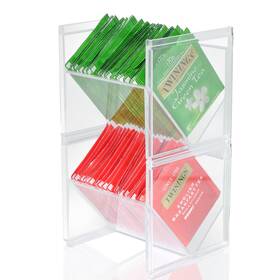 Caylielam 673311228878 2pcs Tea Bag Storage Organizer Stackable Clear Plastic Holder And Coffee