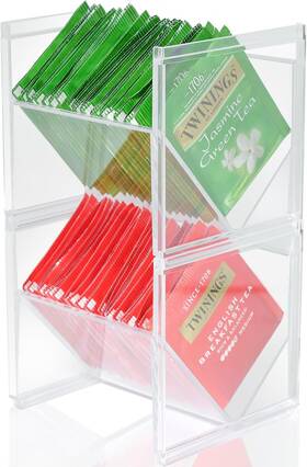 Ay2322t Caylielam 2pcs Tea Bag Storage Organizer Stackable Clear Plastic Holder And Coffee Po