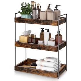 Cew-30 Cedwnuer 3-tier Bathroom Countertop Shelf Wood Spice Rack Organizer For Kitchen Count