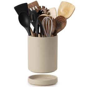 C007-1 Ceefu Utensil Holder 7.3 Inch Ceramic 2-in-1 Set With Base For Countert