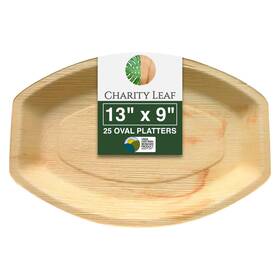 13x9.tray25 Charity Leaf Disposable Palm 13 Inch X 9 Trays 25 Pieces Bamboo Like Serving Platters