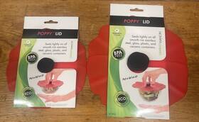 2904 Charles Viancin #2903 #2904 Airtight Silicone Red Poppy Sm 6 Inch And Med-sm 8 Lid Tight Seal