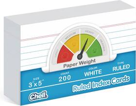Cl011835-200 Chell Ruled Index Cards 3x5 Inch Heavyweight 200 Count Front White