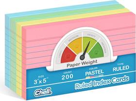 Cl011835-200pst Chell 200 Count Index Cards 3x5 Inch 3 X5 Pastel Colors