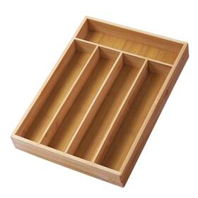 Cherhome 768795490580 Bamboo Silverware Organizer Utensil Drawer Tray Wood F