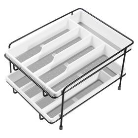 Cher-silverware2 Cherhome 2-tier Silverware Organizer For Countertop-2 Removable Tray With C