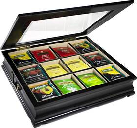 Chez Monett Cé Zanee Tea Chest 12 Compartments Bag Large Storage Box With Beveled Glass Lid Chez Monett Cé Zanee Tea Chest 12 Compartments Bag Large Storage Box With Beveled Glass Lid