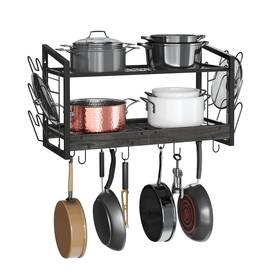 Tpr02bc Choezon Hanging Pot Rack Wall Mounted 2-tier Kitchen And Lid O Tpr02bc Choezon Hanging Pot Rack Wall Mounted 2-tier Kitchen And Lid O