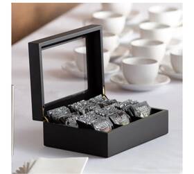 Choice 680499813468 Black Tea Chest See Through Top With 6 Large Compartments For Storage Modern