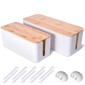 Chouky 679263979264 2 Pack Large Cable Management Box Wooden Style Cord Organizer And Cover