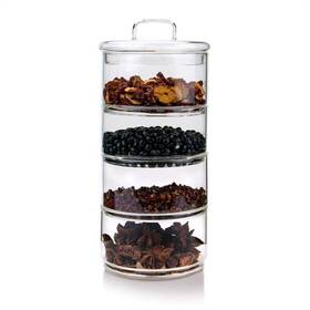 Hostackjar4pcak-wb Cicano Glass Storage Jars With Lid Multi-tier Stackable Containers Kitchen Food Cani