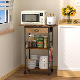 Bx-cfwbltc01-us Cidaziya Kitchen Microwave Cart With Storage 3 Tier Rolling Black Brown