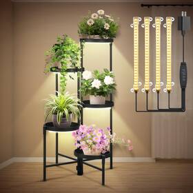 Qiy-cinnvoice-2181 Cinnvoice Plant Stand Indoor With Grow Light Corner Stands 5 Tier Metal She