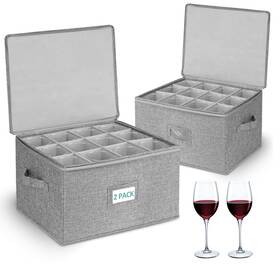 Cirhy 635401327861 Wine Glass Storage Box Hard Shell 10ftft Tall 16 X 13 10 Inches Gray