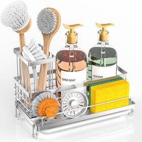 Sh-silver008 Cisily Stainless Steel Kitchen Sink Caddy Organizer Sponge Holder For R