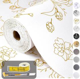 Cismmy 705353604188 Shelf Liners For Kitchen Cabinets 12in X 20ft Non Adhesive Drawer Liner Gold Flo