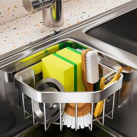 Hmj-us-004 Cit Zcfyu Kitchen Sink Organizer Corner Sponge Holder Adhesive Stainless Steel Hmj-us-004 Cit Zcfyu Kitchen Sink Organizer Corner Sponge Holder Adhesive Stainless Steel