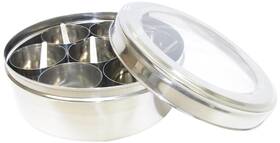 Ckitze 793842038101 Tabakh Stainless Steel Masala Dabba/spice Container Box With 7 Spoons - Clear
