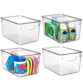 Cs11756 Clearspace Plastic Storage Bins With Lids 4 Pack Perfect Pantry Organiz