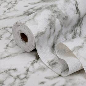 Lx-007 Clenat Shelf Drawer Liner For Kitchen 11.8 Inch W X 118.1 L White Marble
