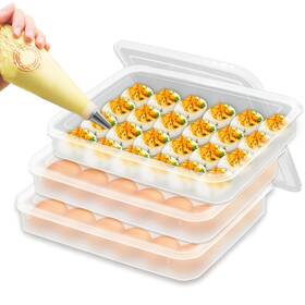 Tray01 Cmaqpw 3 Pack Portable Deviled Egg Tray Carrier With Lid Stor... Fast Ship