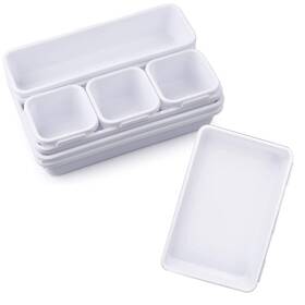 Sinq-1 Cnejucw Bcntlxjr 8 Pcs Clear Plastic Drawer Organizers Set 3-size Versatile Bathroom