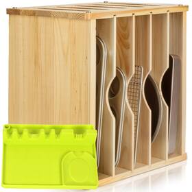 Wtd-0001-p-6 Cojewe 6 Tier Wooden Cabinet Tray Dividers For Baking Trays Pans And Cutting Boards - Wtd-0001-p-6 Cojewe 6 Tier Wooden Cabinet Tray Dividers For Baking Trays Pans And Cutting Boards -