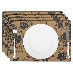 Ha4-0016 Comfoyar Boho Print Rectangular Placemats Set Of 4 12x18 Inch Non-slip Cork
