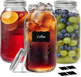 Pg2604-r-us-fba Comsaf Half Gallon Mason Jar 64oz Wide Mouth 3pcs Transparent
