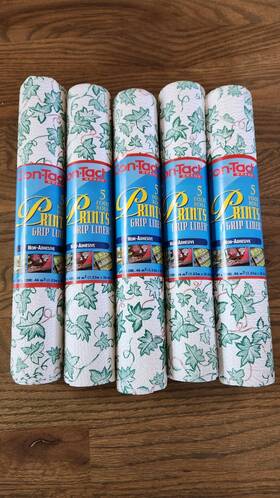 Con-tact 090444387812 5 New Grip Prints Shelf Liners Green Ivy Floral Non Adhesive 12 Inch X 5ft
