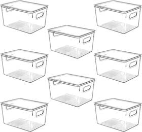 Control Kitchen 797725592308 Clear Plastic Stackable Storage Bins With Lids Pantry Organizers And