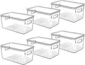 Control Kitchen 797725592407 Clear Plastic Storage Bins With Lids Perfect For Organization Or Pan