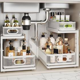 Yhws-h-fu-01 Corbyles 2 Pack Under Sink Organizer With Next-gen Ball-bearing Slides 2-tier Precisio