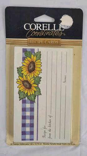 Corelle 073143611235 Coordinates Recipe Cards Sunsations 20 Double 3 Inch X5 Sunflowers New