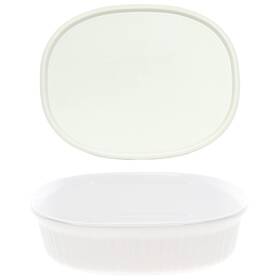 Corningware 017531034701 French White 1.5 Quart Oval Casserole Bundle With Plast