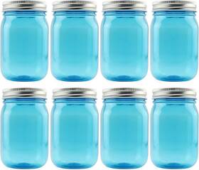 1810 Cornucopia Brands Sh 16oz Plastic Mason Jars Blue With Silver Metal Lids