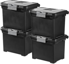 18719004 Corporation 4-pack Portable File Box Stackable Container For Letter Hanging Folders Black