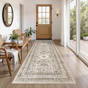 Cotiled L23084a Vintage Hallway Runner Rug 3x8 Large Soft Washable Entryway For Kitchen Laun