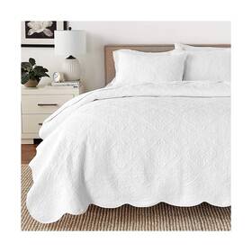 8541805178 Cozy Line Home Fashions 100% Cotton Victorian Medallion Solid White Matelasse