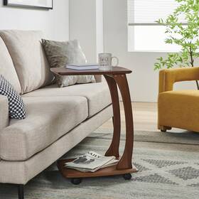 Cozymatic 774539989425 Emerson Solid Wood End Table With Rolling Wheels C Shaped Side Tab Cozymatic 774539989425 Emerson Solid Wood End Table With Rolling Wheels C Shaped Side Tab