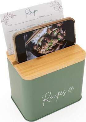 Cln5565 Creative Little Nest Recipe Box With Cards And Dividers Sage Green Set 12 30 Blank 4 6 Stylish
