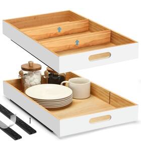 Croblissful Kao-croblissful-2693 2 Pcs Wood Pull Out Cabinet Organizers With Removable Dividers 1