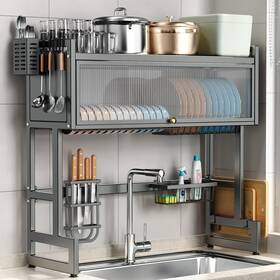 Cuisibot 758451878647 Over The Sink Dish Drying Rack With Cover Drainer