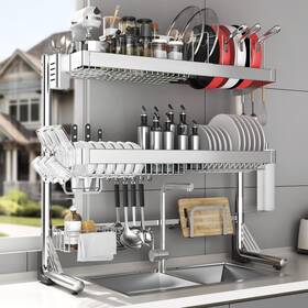 Cuisibot 797843856481 Over The Sink Dish Drainer Drying Rack 3 Tier Full Stainless Steel Dryi