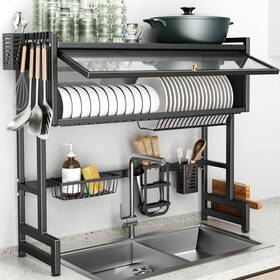 A-bml002-b Cuisibot Over The Sink Dish Drainer Drying Rack 3 Tiers With Cover Keep Kitchen