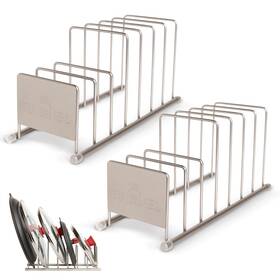 Cuisinel 810033754821 Lid And Dish Organizer Rack - 2-pack Satin Nickel Kitchen Storage Or