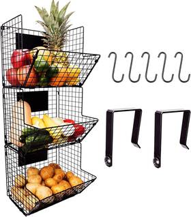 Culinary Couture 697111935309 3-tier Wire Hanging Basket For Rectangular Black