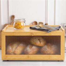 Culinary Couture 850031917828 Bamboo Bread Box For Kitchen Countertop - Large Capacity Sto