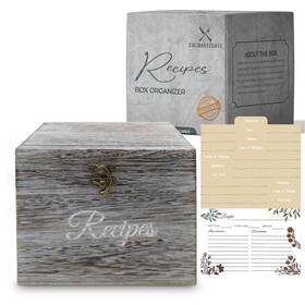 Culinarycrate 198168123652 Rustic Wooden Recipe Box With Cards And Dividers Paulownia Wood Conversion